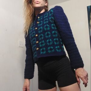 Vintage 80's crocheted handmade cardigan